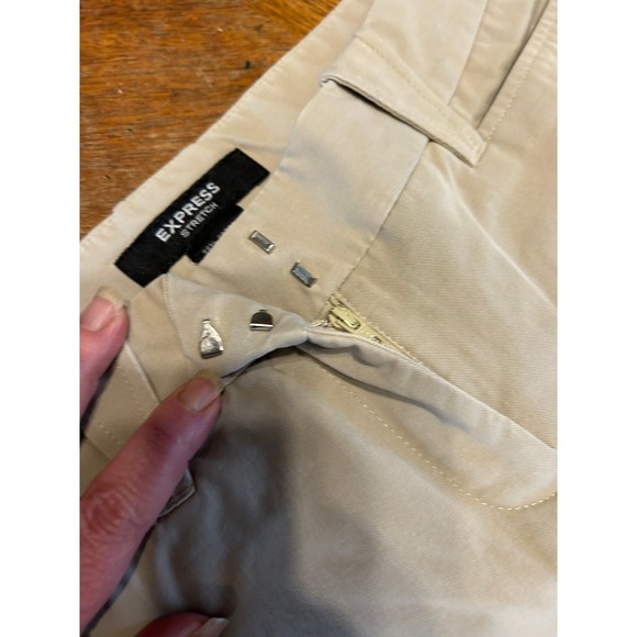 Express Stretch Dress Pants Womens 7/8R Khaki Tan Straight Leg Work Office Wear - Picture 2 of 5